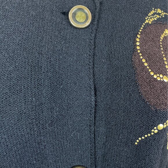 Steve Fabrikant Black Long Dress With Button Front & Gold Embellished Size M - Picture 5 of 8